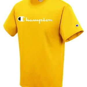 Champion Mens Classic Jersey Script T-Shirt, Team Gold, Small
