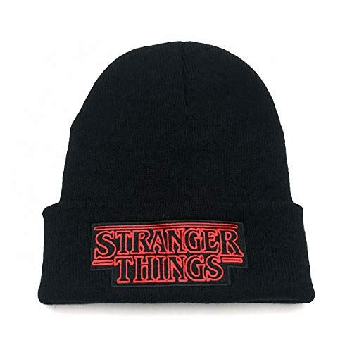 owho Stranger Things Embroidered Fashion Trend Knit Cap Men and Women Warm Wool Hat Support Wholesale Black