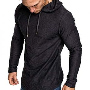 lexiart Mens Fashion Athletic Hoodies Sport Sweatshirt Solid Color Fleece Pullover Black M