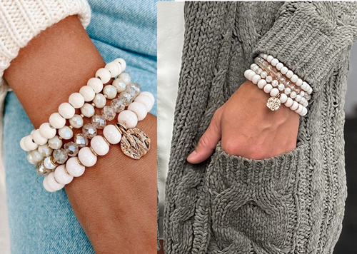 Blooming Daily Boho Chic Stackable Beaded Bracelets in Ivory - Accessories and Styles